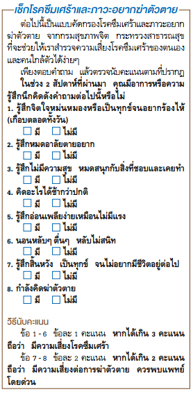 เช็กโรคซึมเศร้า, โรคซึมเศร้า, ซึมเศร้า, อาการซึมเศร้า, ป้องกันโรคซึมเศร้า