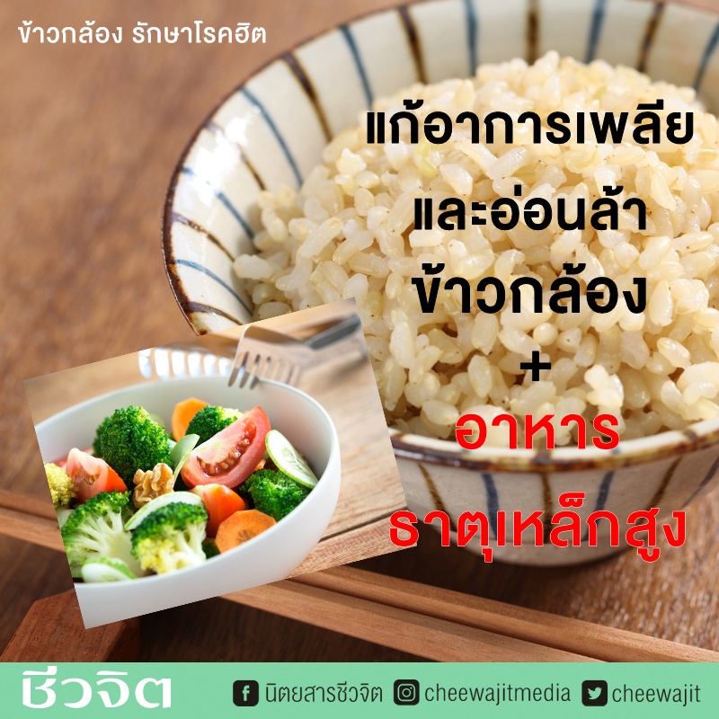 ข้าวกล้อง และอาหารธาตุเหล็กสูง แก้อาการเพลียและอ่อนล้า