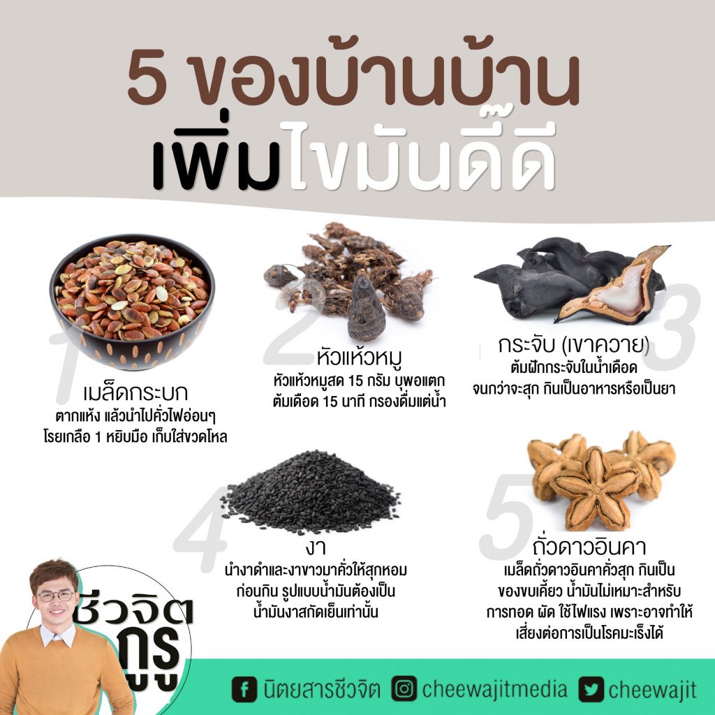 กินไขมันดี, ไขมันดี, งา, กระจับ, ดาวอินคา, แห้วหมู