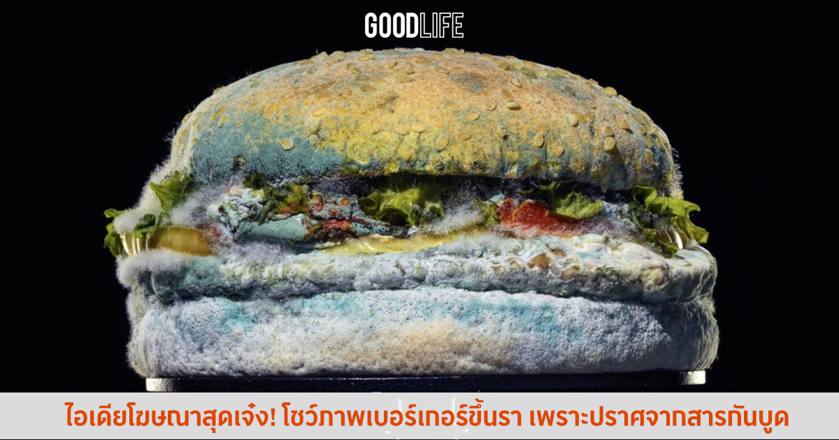 ไอเดียโฆษณาสุดเจ๋ง! Burger King โชว์ภาพ เบอร์เกอร์ขึ้นรา ปราศจากสารกันบูด