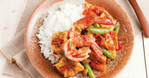 ข้าวหน้าเต้าหู้ผัดกะปิ